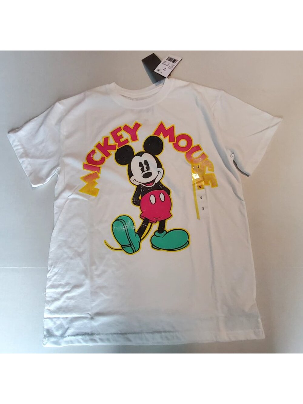 Disney Mickey Mouse Graphic T-Shirt White  Size Small By Jerry Leigh Crew neck